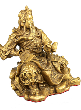 纯铜武财神摆件客厅玄关装饰关公铜像提刀关公关二爷车载摆件