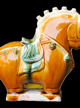 博物馆奇妙物唐三彩小萌马呆萌手工陶瓷工艺西安洛阳创意礼品摆件