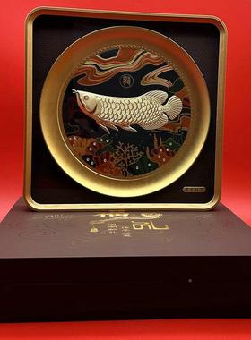 新画中金式礼品银创意艺术摆件仿金01箔龙鱼招财金客厅办公墙壁挂