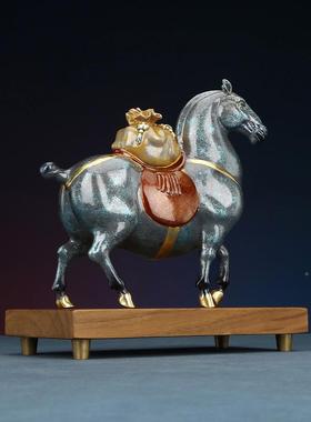 铜天下B-C1099彩《马有钱》马摆件家办公居上室祝福礼品装铜饰品