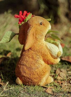 现货直供意艺仿LG170256真创兔盆子树脂花阳台庭院户外花园摆件园