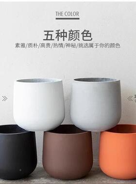 升级泥花盆花水泥花10239584盆镁透气简圆形盆植物盆栽北欧约网红