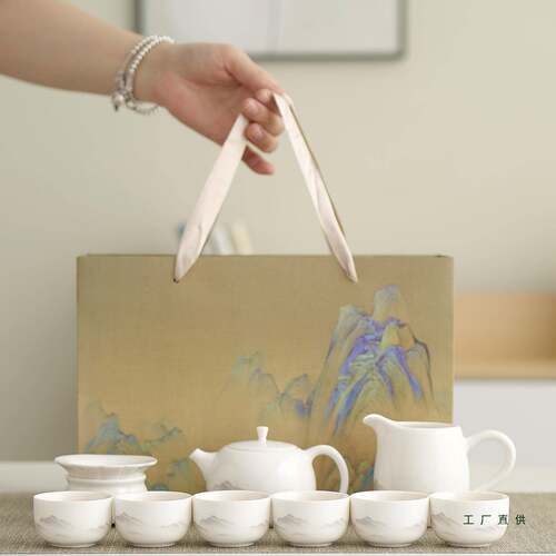 化德夫白瓷整套功茶具套装家用羊脂厅玉泡茶F9966886壶盖碗茶杯客 - 图0