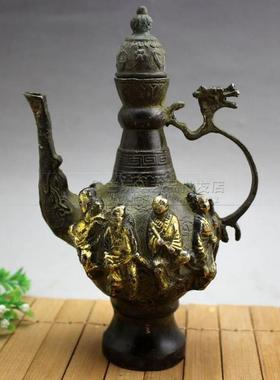 古杂项器复古鎏金八仙壶酒壶茶玩壶壶YX-10-08家水居摆铜件