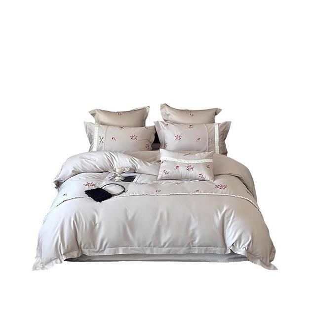 1轻奢风1.00S高支长绒棉四件玫瑰花刺YLS-2024卉绣被套套床单18m - 图3