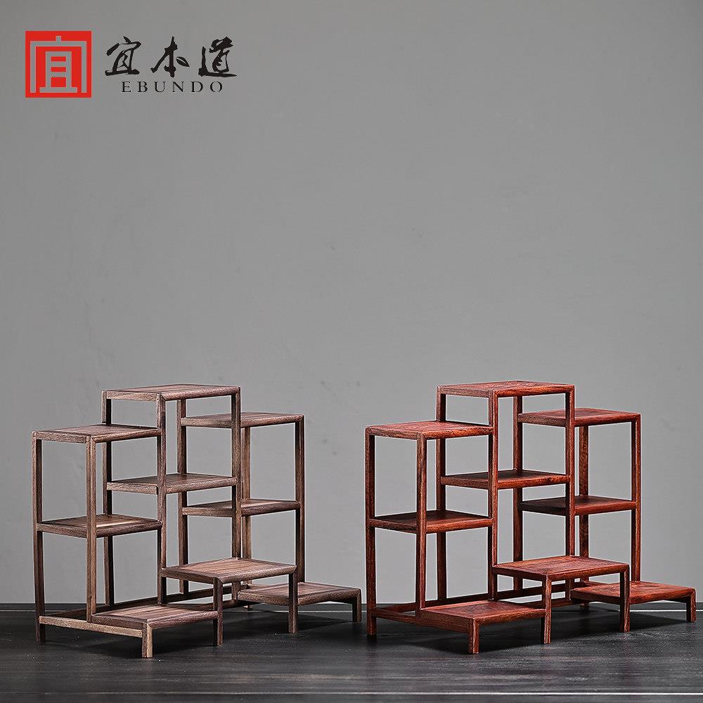 Yibendao solid wood Bogu rack tea set tea cup storage rack display rack storage shelf purple sand pot display rack Duobao