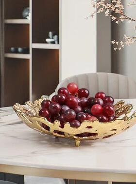中式创意金收纳果盘摆件茶几餐客厅酒0426店厅家居新桌面属装饰品