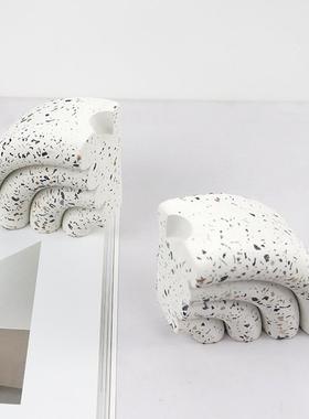 现代北欧水磨书石烛餐厨房浪漫烛台厅书房档台102装饰摆件