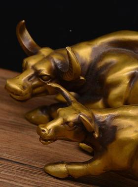 宏华尔街牛铜黄大铜华达尔街牛摆件牛