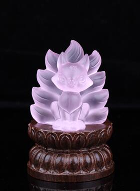 新品古法琉璃九尾小狐狸水晶摆件供奉神像摆设装饰工艺品招桃花