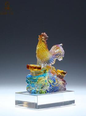 古代彩釉小公鸡招财饰品和镇屋水晶十二生肖鸡饰品工艺品属于鸡吉