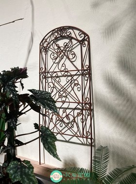 ins同款栅栏挂件爬藤架铁艺锈色花插支架插牌摆件花插花园装饰牌