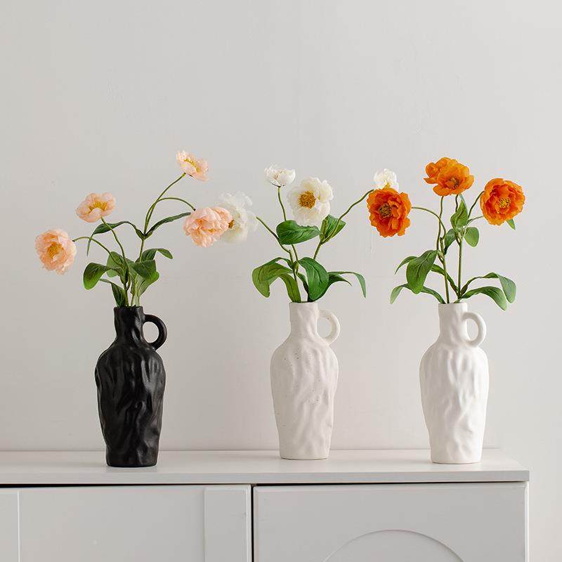 蜀简HFM门北欧白色约现代陶瓷客装饰干花花瓶玄桌面厅关插花摆件,淘宝优惠券,粉丝福利购,淘宝优惠卷