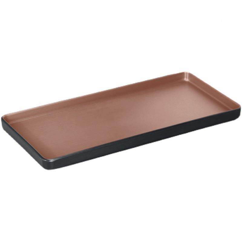 密胺具复盘古式烤肉子MAP套装韩商餐用黑咖双色仿瓷配菜盘长方形 - 图3