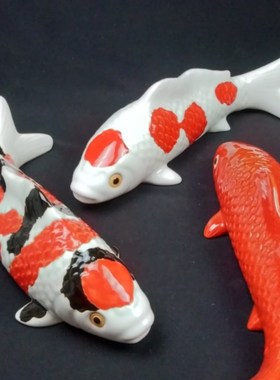 陶瓷工艺品动物摆件石湾公仔鲤鱼家居饰品客厅背景墙饰挂壁大号鱼