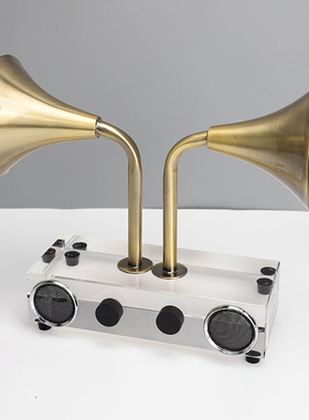 简约现代高端感留声机模型装饰品桌面黑胶摆件水晶创意样板间唱片