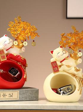 赚新中式躺招猫财钥匙收厅纳摆件客玄关发xyc-139财树装饰品乔迁