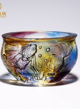 琉璃金鱼缸聚宝盆入户玄关钥匙收纳摆件客厅装饰乔迁新居礼品高档