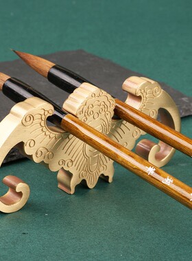 实心纯黄铜办公桌面小摆件古铜蝙蝠镇纸笔架笔搁饰品工艺品礼品