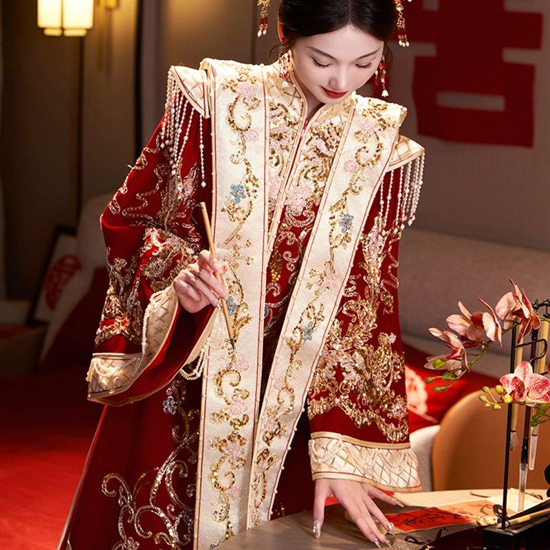 明制汉服婚服秀禾服2024新款新娘孕妇中式嫁衣结婚凤冠霞帔大码,淘宝优惠券,粉丝福利购,淘宝优惠卷