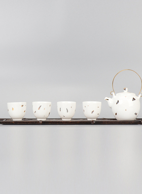 新中式创意禅意茶具托盘摆件酒店样板间客厅茶几茶室桌台软装饰品