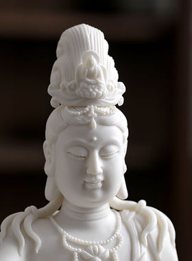 陶瓷自在观音菩萨佛像摆件水月观音禅意家居室内玄关博古架装饰品