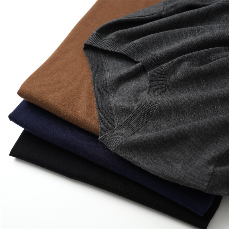 100支丝光精纺全羊毛 男士圆领短袖 休闲百搭T恤衫 春夏款 男装 - 图1