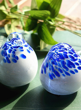 玻璃小鸟琉璃鸟生日礼物新婚情侣礼品创意纸镇桌面装饰美式小摆件