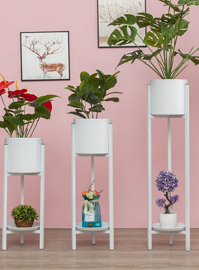 北欧花架子客厅沙发电视柜旁落地摆件阳台装饰绿萝简约铁艺花盆架