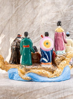 景德镇陶瓷八仙过海神像摆件雕刻玄关招财人物家居装饰工艺博古架