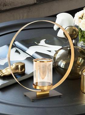 欧轻式奢黑色片铁艺烛尚台电镀拉丝简约时B7203精美铁艺防锈防潮