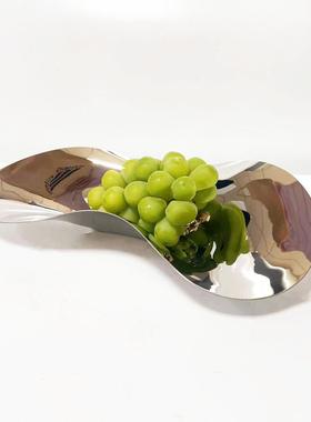 8331欧式银色304不锈钢规则流线果托盘摆件盘厨房餐厅样板不软房