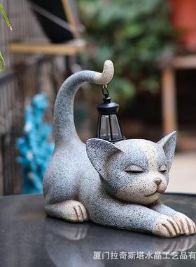 阳能猫咪园VKD摆件户脂外防水太庭院花园动物发光摆件别墅树林摆