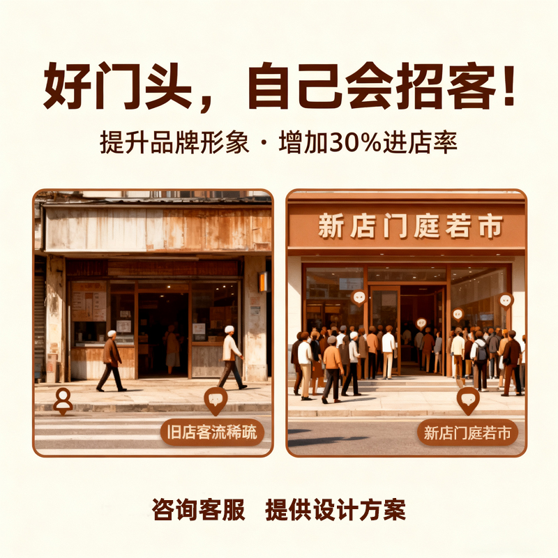奶茶店门头设计店面效果图咖啡店茶饮店甜品商铺门面广告招牌设计 - 图2