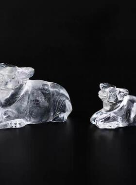天然白水晶十二生肖摆件吉祥物招财全套12生肖马猴猪虎龙蛇工艺礼