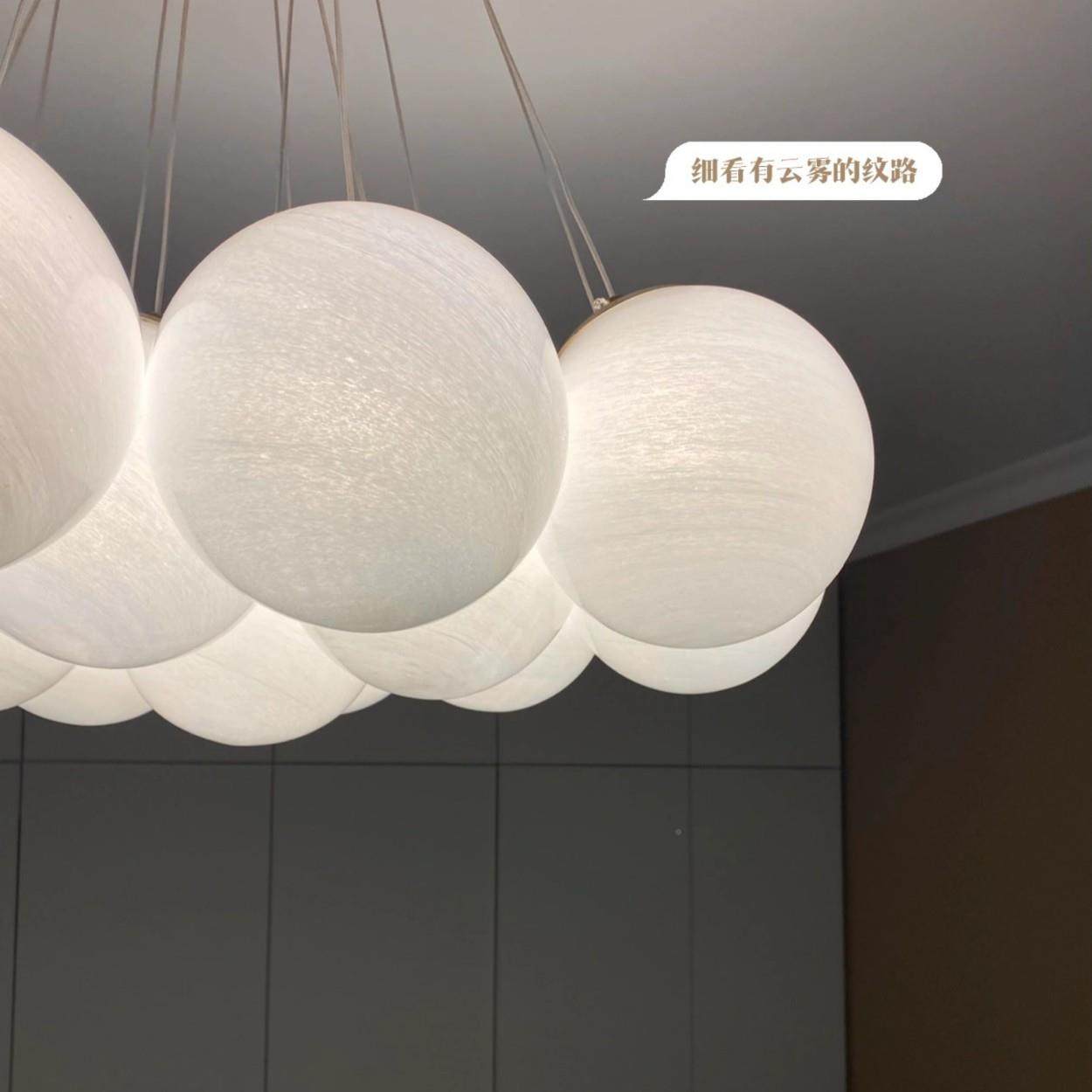 星球440灯泡球吊灯月球风客厅灯氛围豆玻璃法式奶油轻奢魔卧室灯,淘宝优惠券,粉丝福利购,淘宝优惠卷