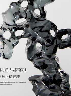 架左新中透明石头珊瑚ML9070太湖石摆件样板间顾书房博古式书柜软