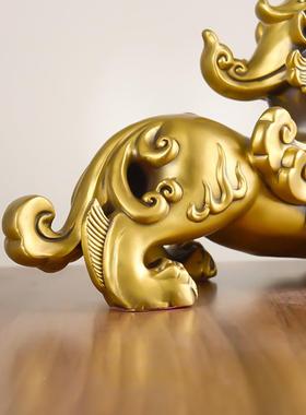 公铜貔貅件一对黄铜貔貅皮丘用店家铺司摆开业YTJ-875礼品