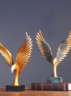 大鹏展翅!现代简约办公室书柜摆设 抽象老鹰翱翔雕塑 树脂工艺品
