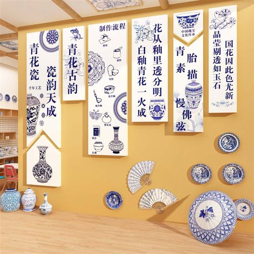 幼儿园青花瓷环创材料教室墙面装饰主题半成品文化走廊楼梯境布置 - 图2