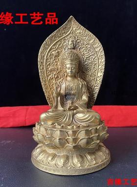 圣AUL佛像摆件仿古合金佛像三居家堂桌面装饰摆件观佛音地藏王佛