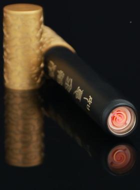 烟缸金防飞灰箍棒用火折子带盖烟灰缸创意家轻奢高级灰感铜烟LX-R