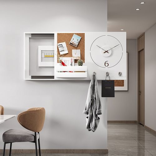 2024新款实木电表箱装饰画钟表现代配电箱挂钟遮挡时钟弱电盒带钟 - 图1