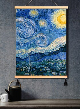 梵高装饰油画布挂画电表箱遮挡画墙面装饰挂布星空油画世界名画