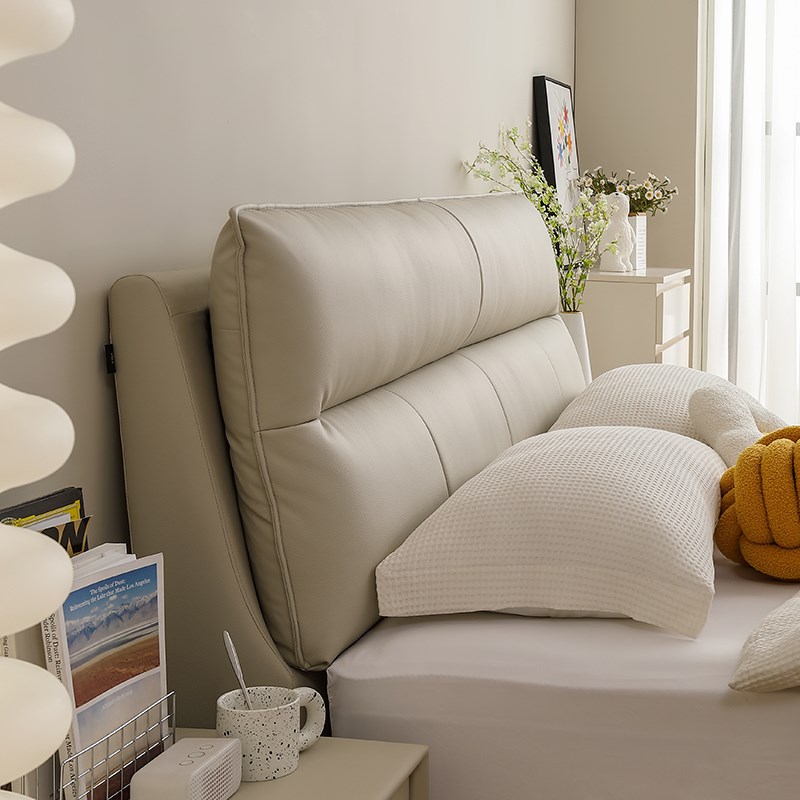 掌上明珠家居2年新款安心奶油风现代简约风软靠包人床 - 图2