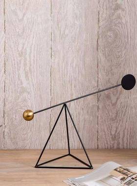 现代轻玄085奢平衡杆黑色几铁摆件关样板房客厅电视艺柜软装何饰