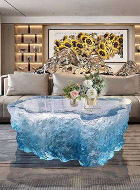 透明树茶几色海洋圆桌酒店树脂茶几蓝别墅居客厅设计家师款艺术茶