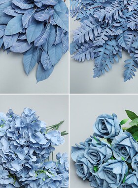 婚庆雾蓝色仿真花婚礼花艺花材绢花雾霾蓝婚庆道具装饰花假花花束