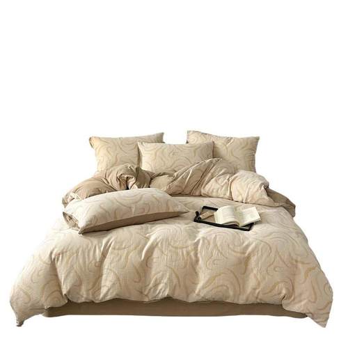 6支水洗棉四件套全棉纯棉100双纱色织提花床被单HMU套床层笠三件0 - 图3