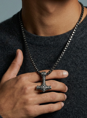 Zippo/之宝雷神之锤钛钢项链男士复古欧美嘻哈个性战斧吊坠礼物